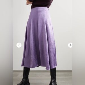 Vince - Pleated satin midi skirt